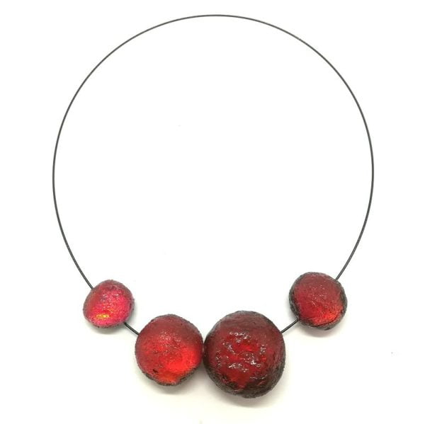 Collier 4 Météorites - rouge