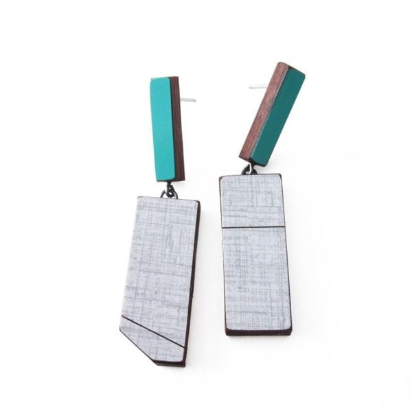 Boucles d'oreilles Koloro Gemo L Vert + Gris clair