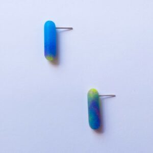 Boucles d'oreilles Illuminations - bleu + jaune
