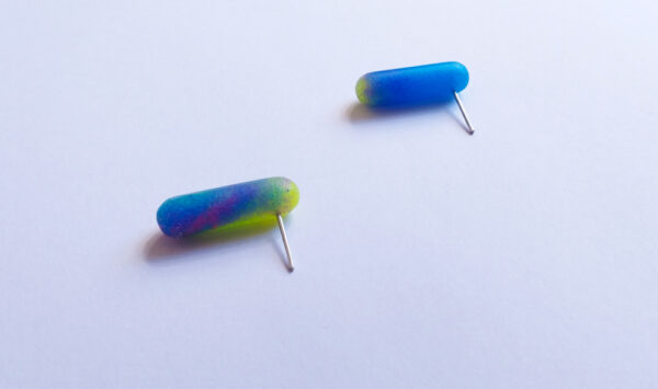 Boucles d'oreilles Illuminations - bleu + jaune – Image 2
