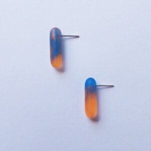 Boucles d'oreilles Illuminations - bleu + orange