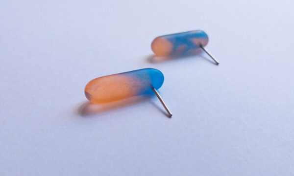 Boucles d'oreilles Illuminations - bleu + orange – Image 2