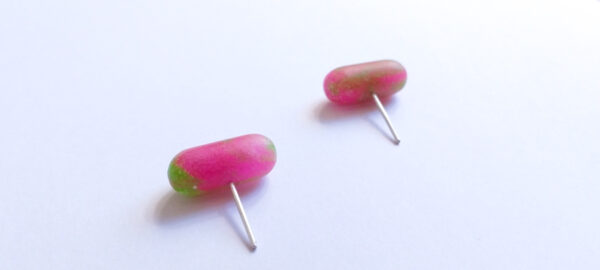 Boucles d'oreilles Illuminations - rose + vert – Image 2