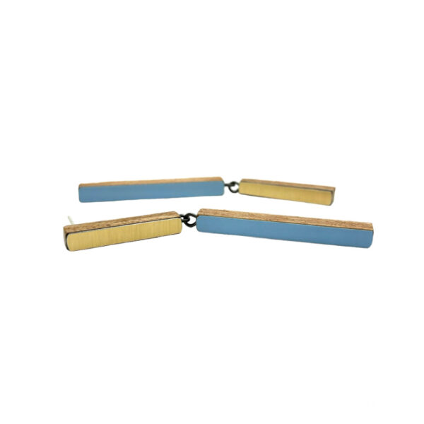 Boucles d'oreilles Koloro Gemo L Bleu + Doré – Image 2