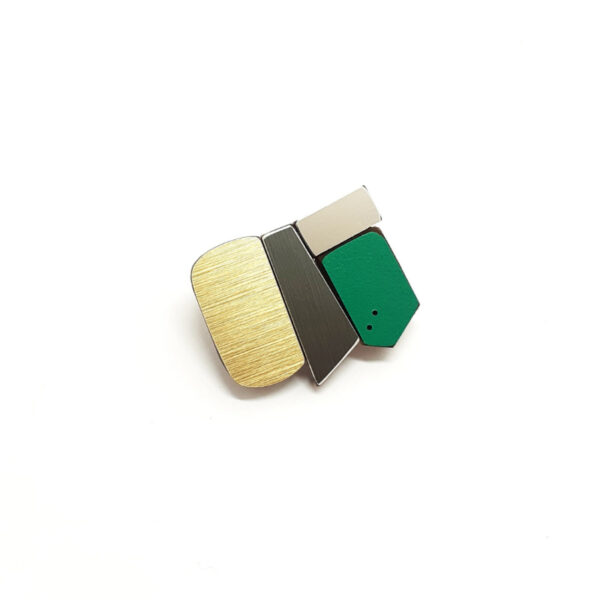 Broche Koloro Gemo Doré + Argenté + Vert