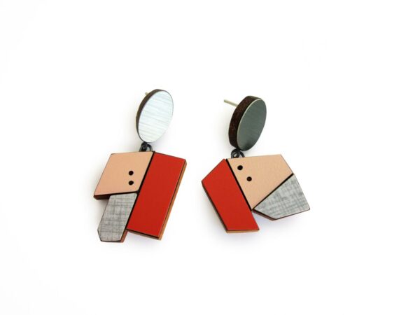 Boucles d'oreilles Koloro Gemo M Gris + Rose + Rouge