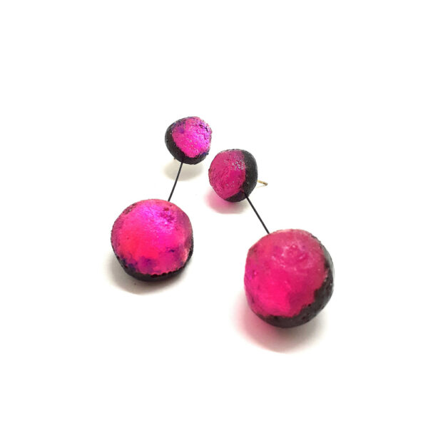 Boucles d'oreilles Météorites doubles roses – Image 3