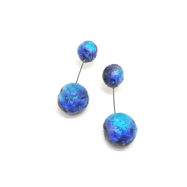 Boucles d'oreilles Météorites doubles bleues