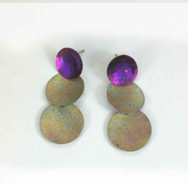Boucles d'oreilles Dots Violet & Jaune
