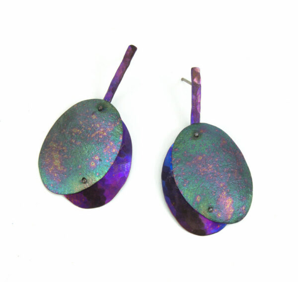 Boucles d'oreilles Ovales Vert & Violet