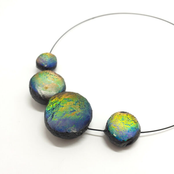 Collier 4 Météorites - noir irisé