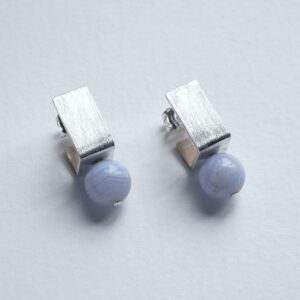 Boucles d'oreilles Junko - calcédoine bleue