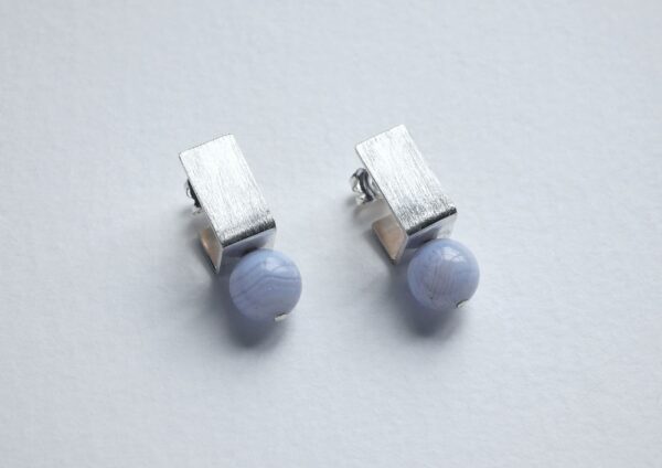 Boucles d'oreilles Junko - calcédoine bleue