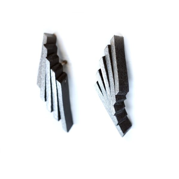 Boucles d'oreilles "Flight" - Noir & Argent – Image 4