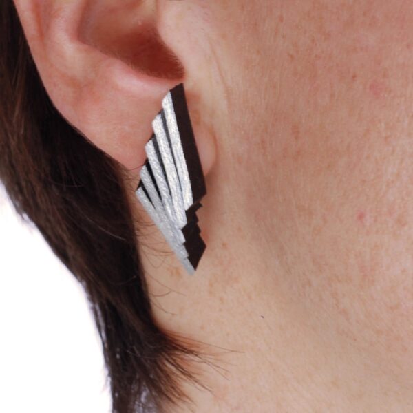 Boucles d'oreilles "Flight" - Noir & Argent – Image 2