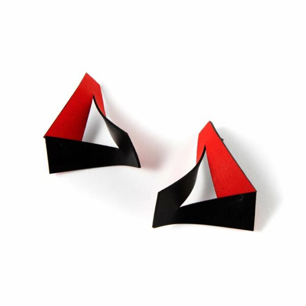 Boucles d'oreilles "Triangulation" - Rouge – Image 2