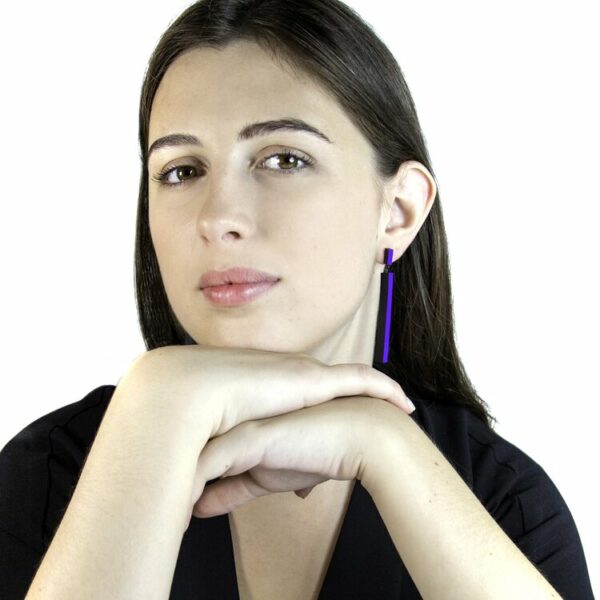 Boucles d'oreilles "Straight & narrow" - Bleu – Image 2