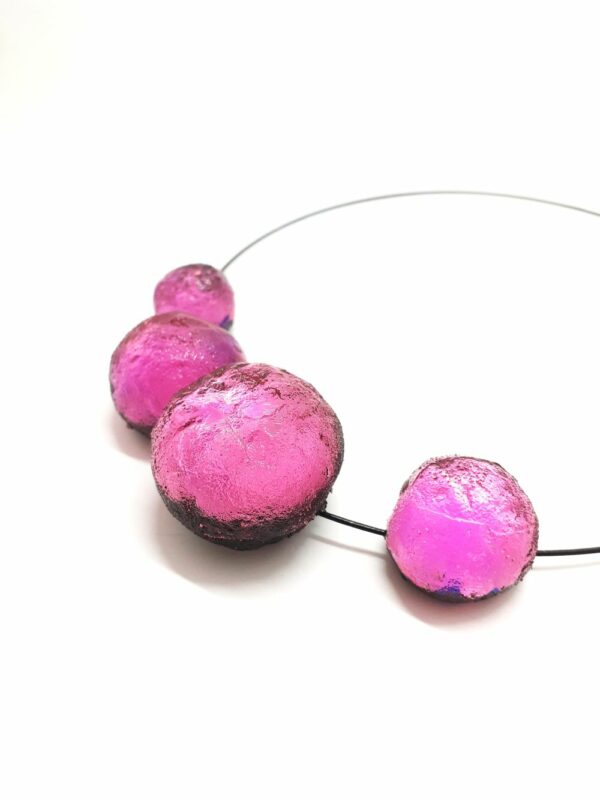 Collier 4 Météorites - rose vif