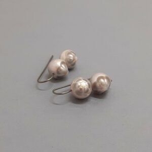 Boucles d'oreilles Deux Perles Facettées - Gris
