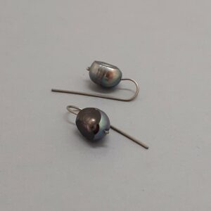Boucles d'oreilles Perle Facettée - Gris vert