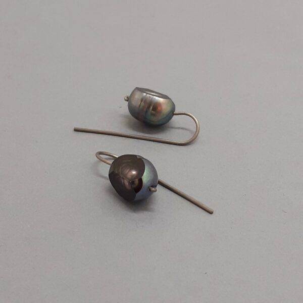 Boucles d'oreilles Perle Facettée - Gris vert