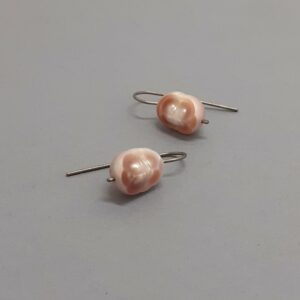Boucles d'oreilles Perle Facettée - Blanc rosé