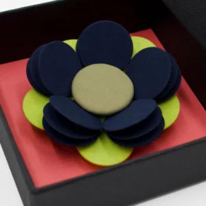 Broche Rosa Rosam - Bleu & vert anis