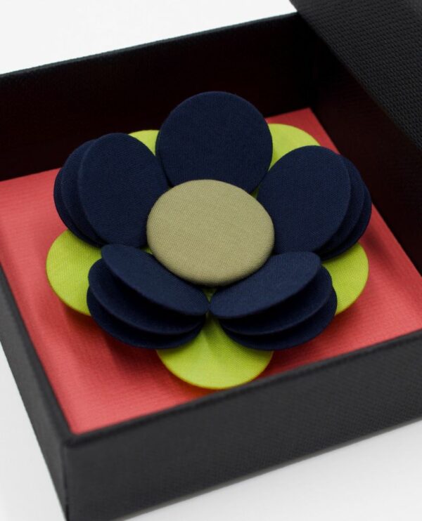 Broche Rosa Rosam - Bleu & vert anis