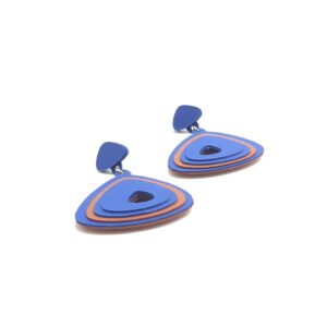 Boucles d'oreilles Triangle - Bleu & terracotta