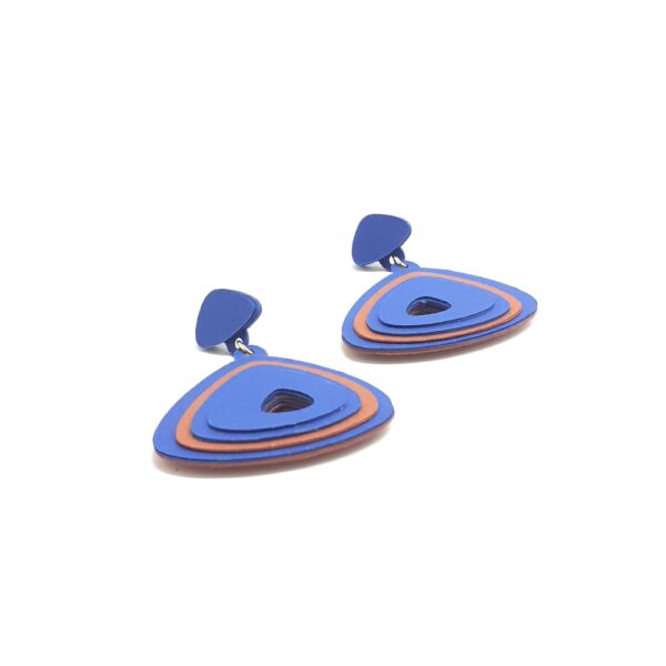 Boucles d'oreilles Triangle - Bleu & terracotta