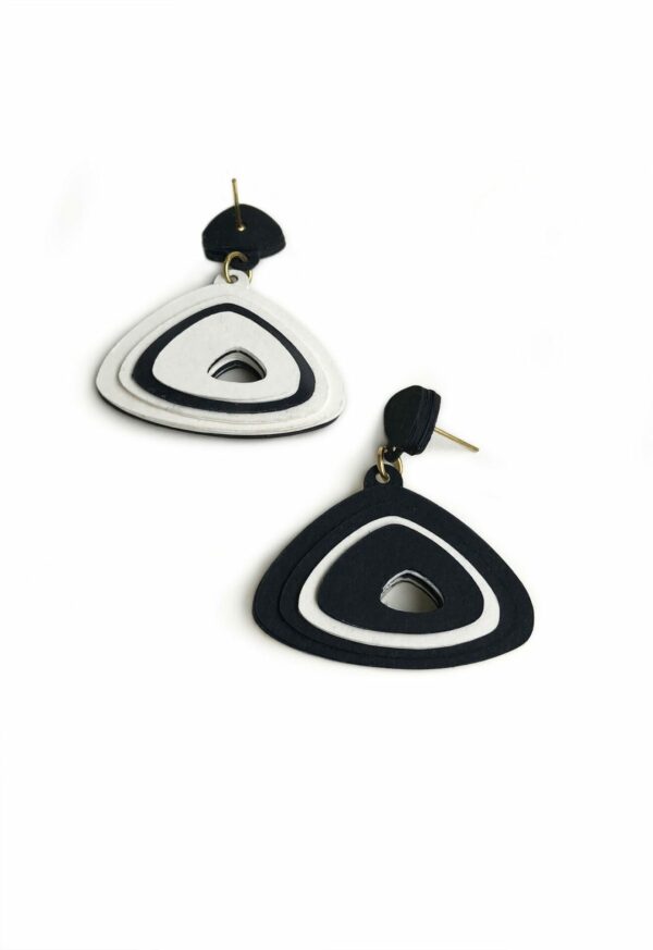 Boucles d'oreilles Triangle - Noir et blanc