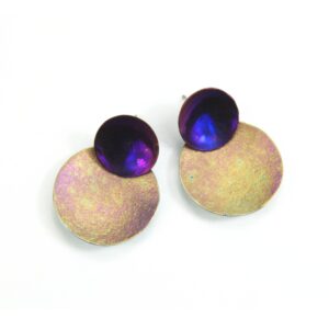 Boucles d'oreilles Double Dots - Violet & jaune