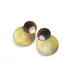 Boucles d'oreilles Double Dots - Rose & jaune
