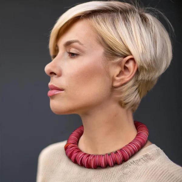 Collier Circle Melange - rouge – Image 3