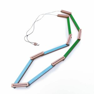 Sautoir Bleu Vert Rose