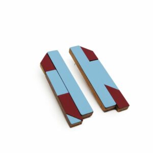 Boucles d'oreilles Bleu & brique