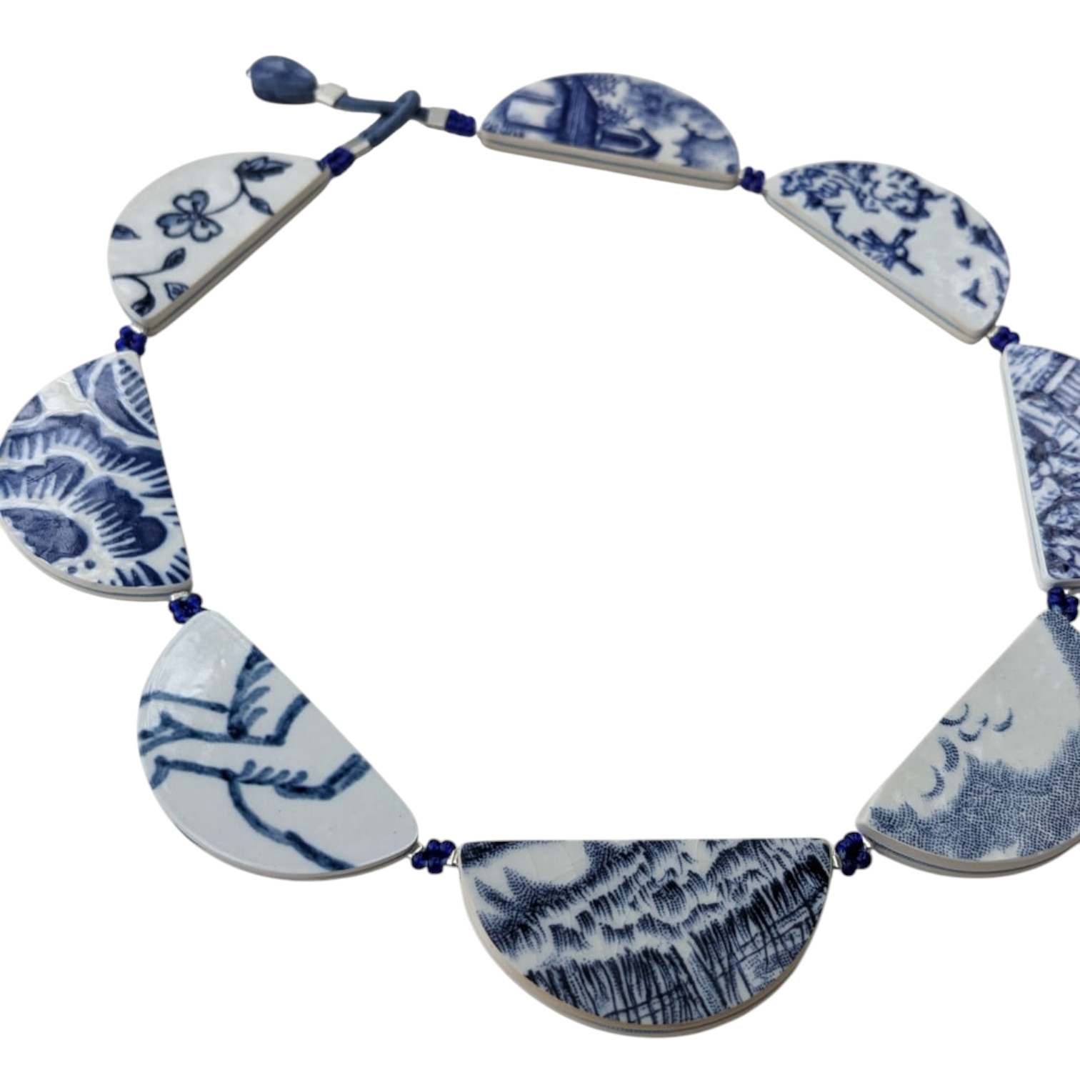 Collier Demi Lunes - bleu & blanc