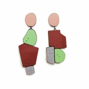 Boucles d'oreilles Koloro Gemo - brique & vert