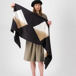 Étole en soie Origami - beige & noir