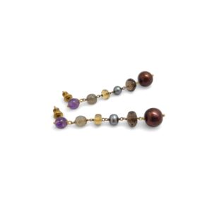 Boucles d'oreilles - brun doré argenté