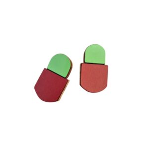 Boucles d'oreilles bicolores - vert & bordeaux