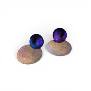 Boucles d'oreilles Double Dots - Bleu jaune pourpre