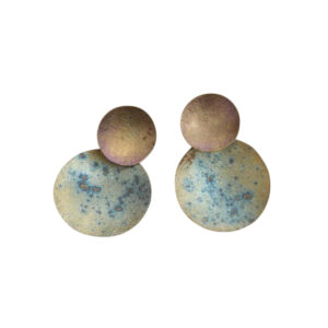 Boucles d'oreilles Double Dots - Jaune rosé & bleu